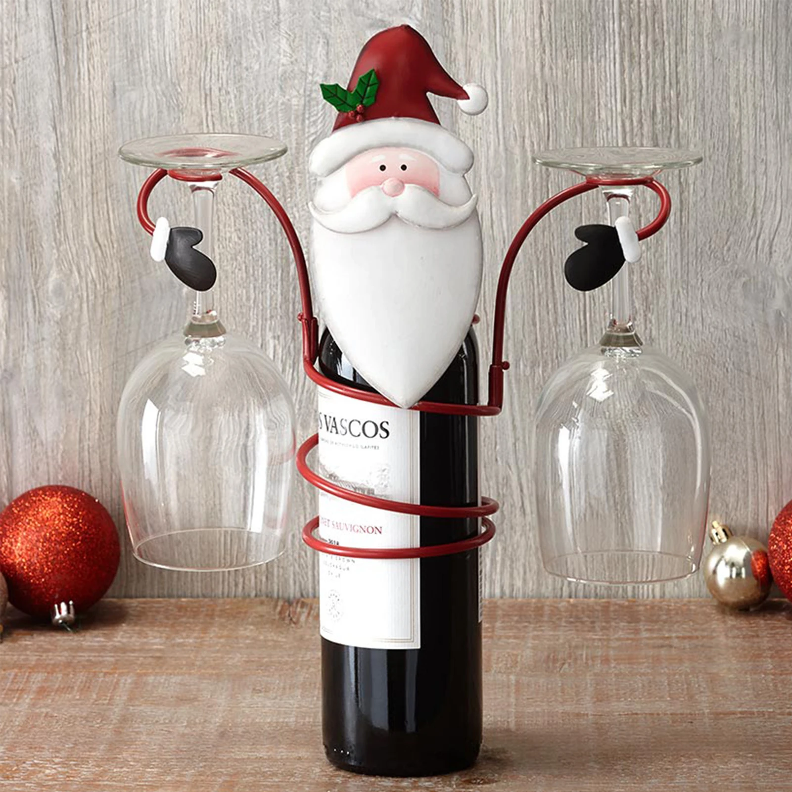 Wine Rack Christmas Decorations for Home Party Creative Ornaments Wine Bottle Holder Wine Glass Bracket Wine Display Stand Decor