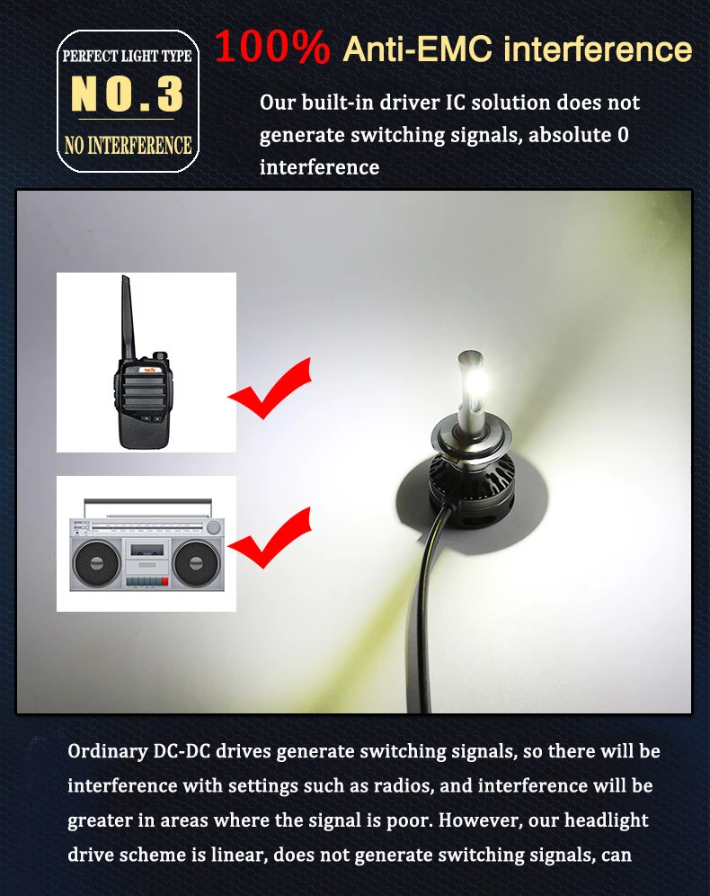 Car LED headlight bulbs H7 With CSP 9000LM 72W