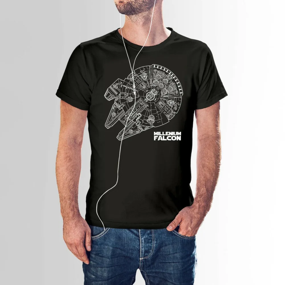 Millenium Falcon, вдохновленная Звездными войнами, Мужская футболка с принтом, последняя модель, простая Стильная мужская футболка с круглым вырезом