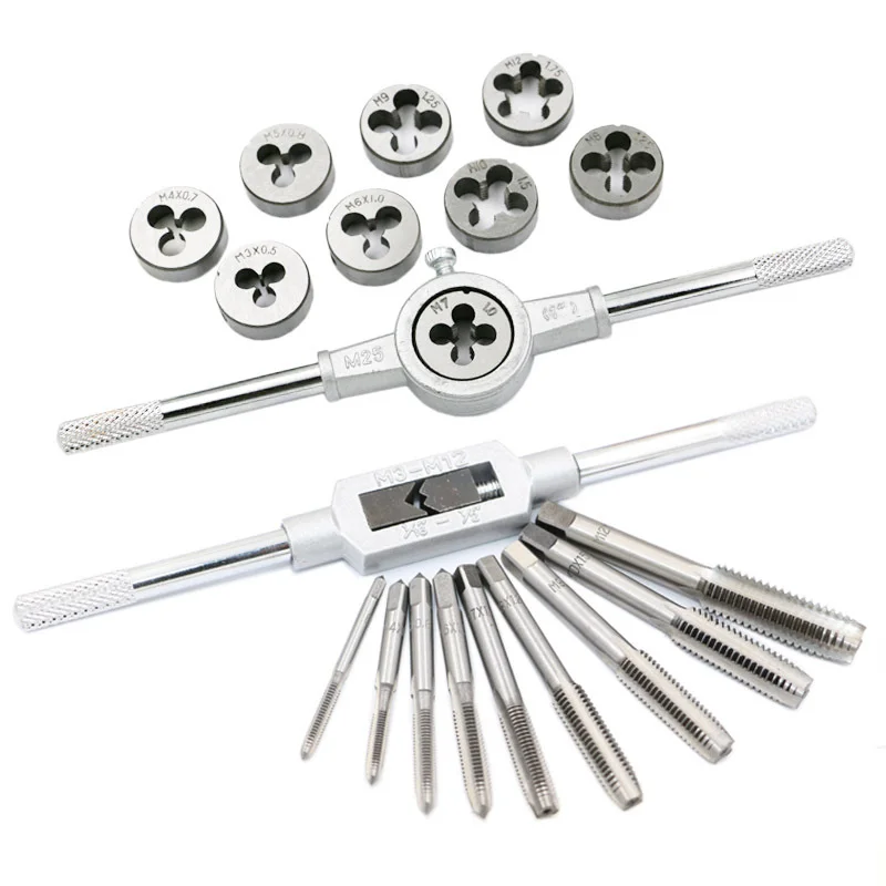 Tap And Die набор M3~ M12 винтовые резьбовые метрические пробки краны& Tap гаечный ключ с плашками, ручные винтовые краны ручная проборка нитей из легированной стали