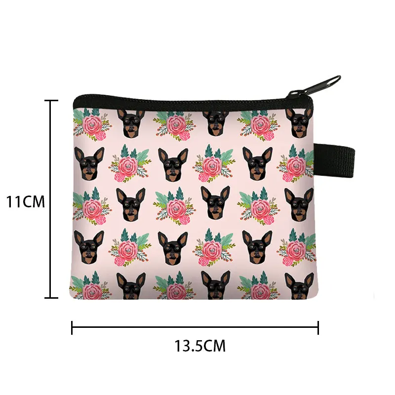 Unique Design Cat Dog With Flower Painting Coin Pouch For Women Coin Purses Girls Lipstick Card Bag Mini Wallets For Gift