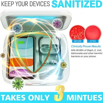 

3 in 1 UV Sterilizing Light Box w/ Wireless Charging Station Dock Quick Charger