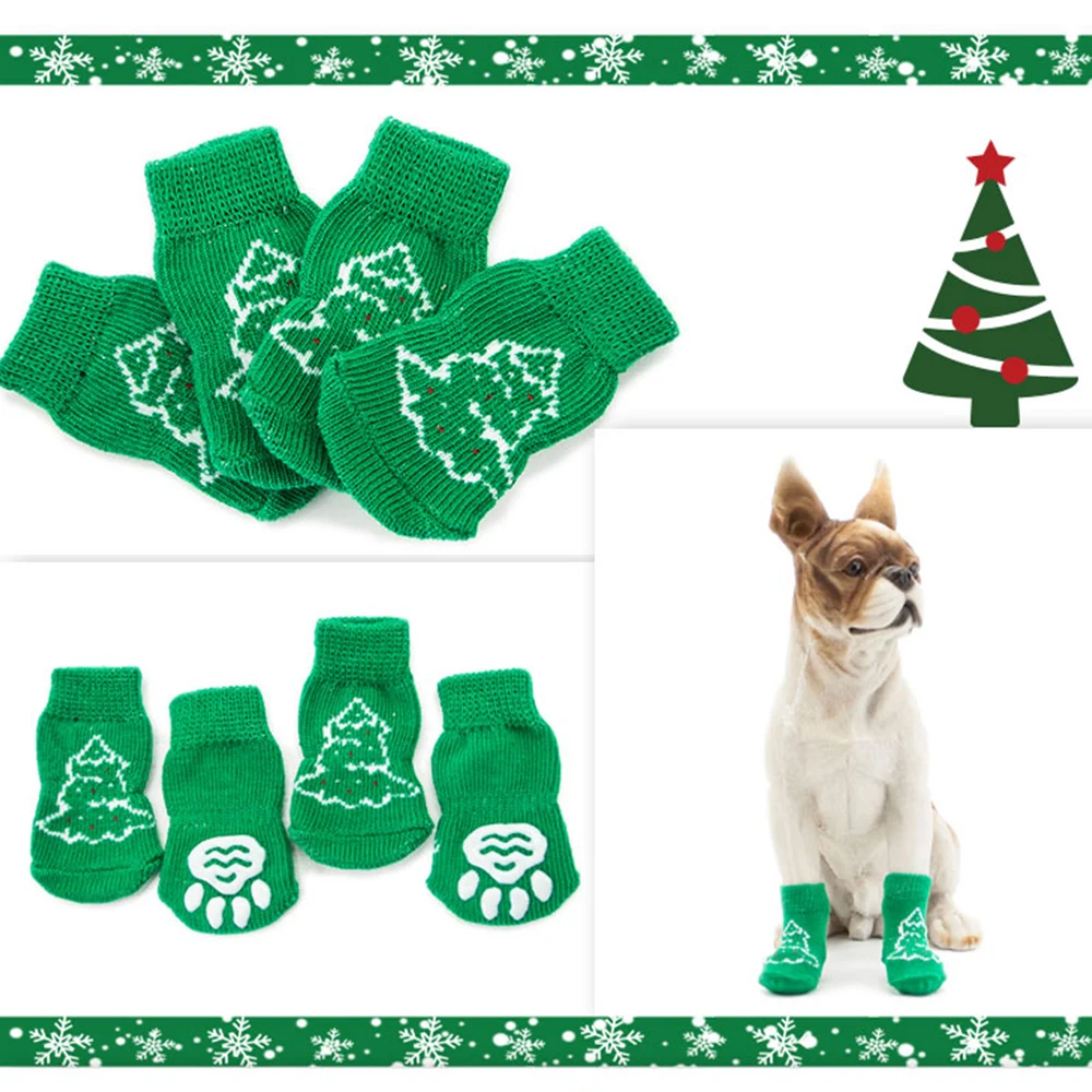 Носки на Хэллоуин для домашних животных, собак, рождественские носки для собак, Нескользящие теплые носки для ног, Защитные носки для щенков, 4 шт. S-XL