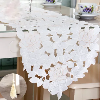 

Dining Room Home Hotel Easy Clean Decorative Party Wear Resistant Washable Floral Table Runner Practical Restaurant Waterproof