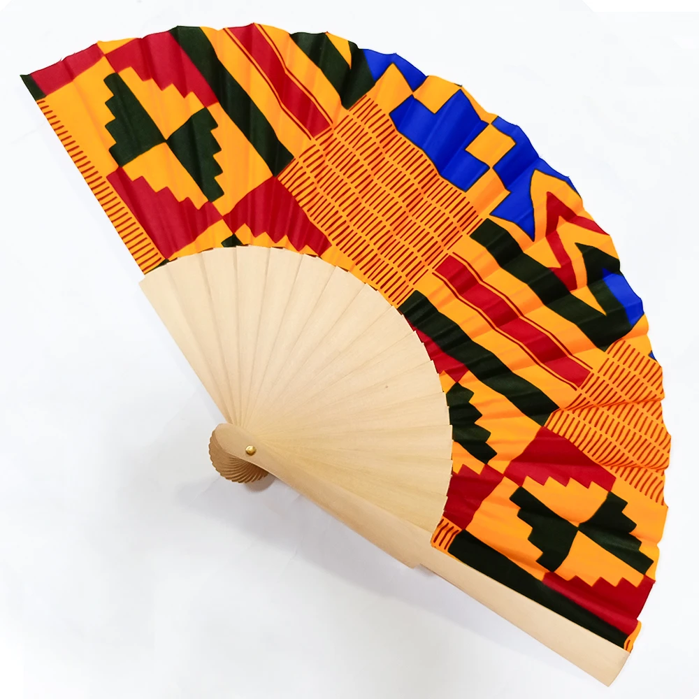 Африканские вентиляторы ручной работы РЕТРО ПРИНТ Ankara вентиляторы традиционный Kente печать ручной вентилятор Африканский этнический вентилятор может настраиваемый - Цвет: color2