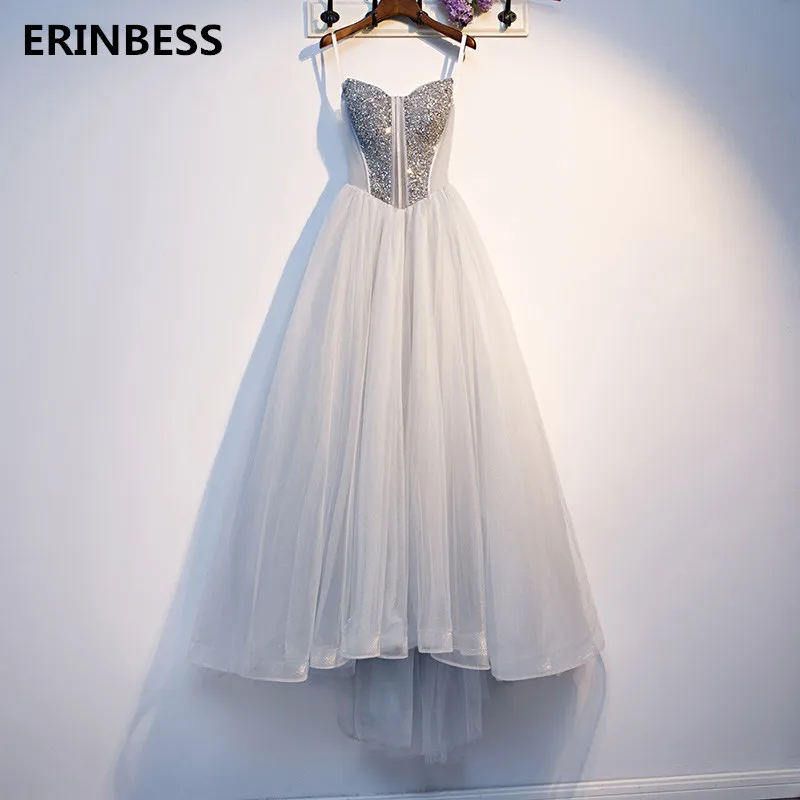 Vestido de festa милое длинное платье для выпускного вечера es серебристо-серое Тюлевое ТРАПЕЦИЕВИДНОЕ платье для выпускного вечера Vestido De Train женские вечерние платья