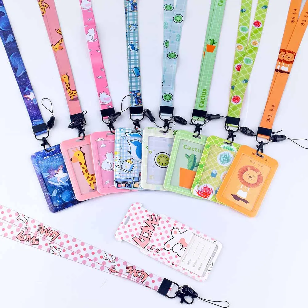 Women Men Card Holder Lanyard Badge Case Cartoon Cute Business Credit Bank ID Child Bus Cover | Багаж и сумки
