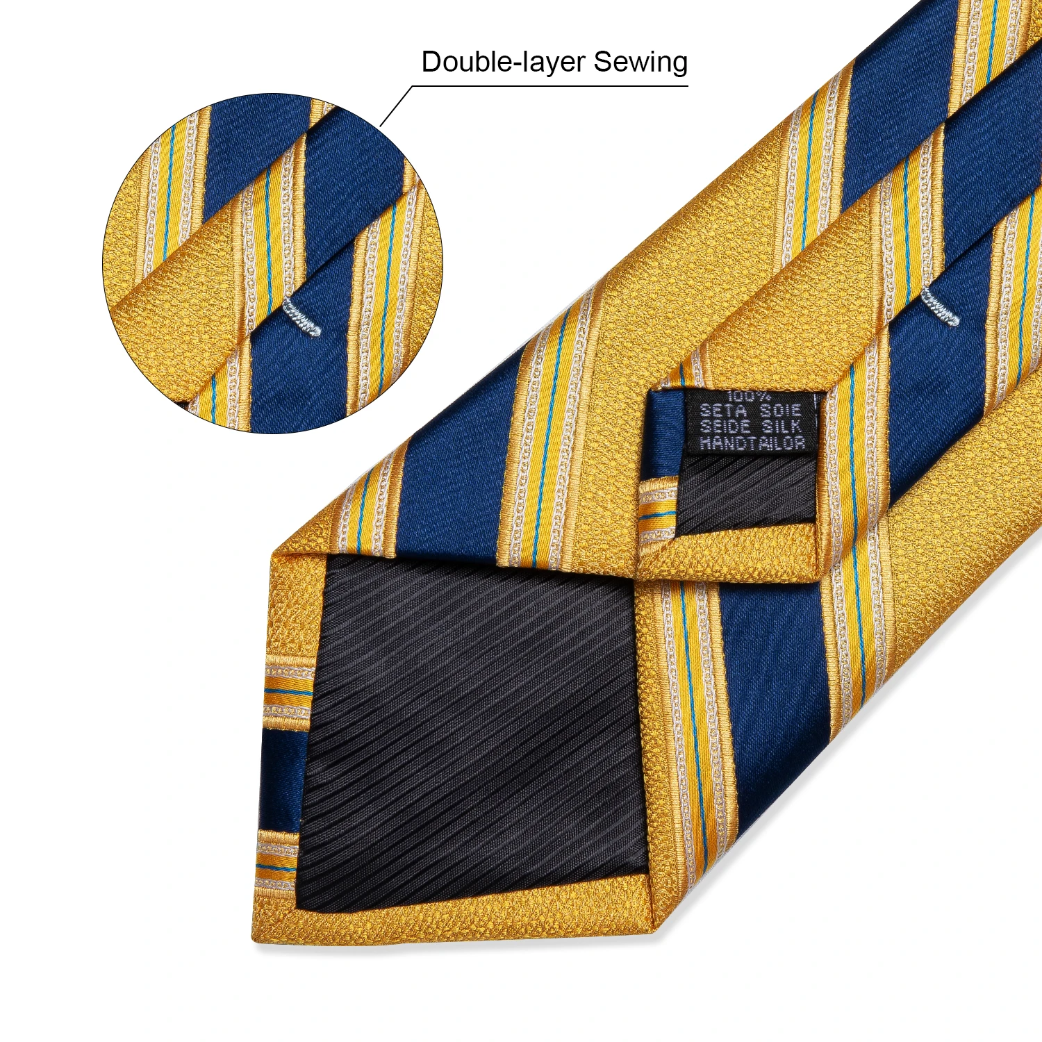 Men Tie Luxury Yellow Blue Striped Paisley Plaid Silk Wedding Tie For Men DiBanGu Designer Hanky Cufflinks Gift Set