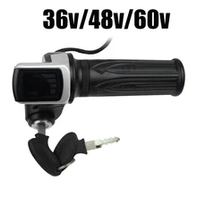 

1pc Ebike Throttle Grip 36V/48V/60V Electric Scooter Throttle Grip Lock Power Indicator With 2*Keys For Electric Throttle, Motor