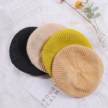 Осенний хлопковый Стойкий цвет для женщин берет ручной тканый безвредный писсуар крючком французский маляр шляпа Головной убор художника Повседневная мода