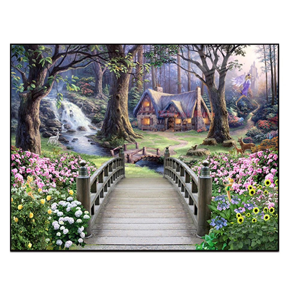 5d DIY Diamond Painting Garden Lodge Full Square Round Diamonds Embroidery Kits Bird Decorations Home Gift,
