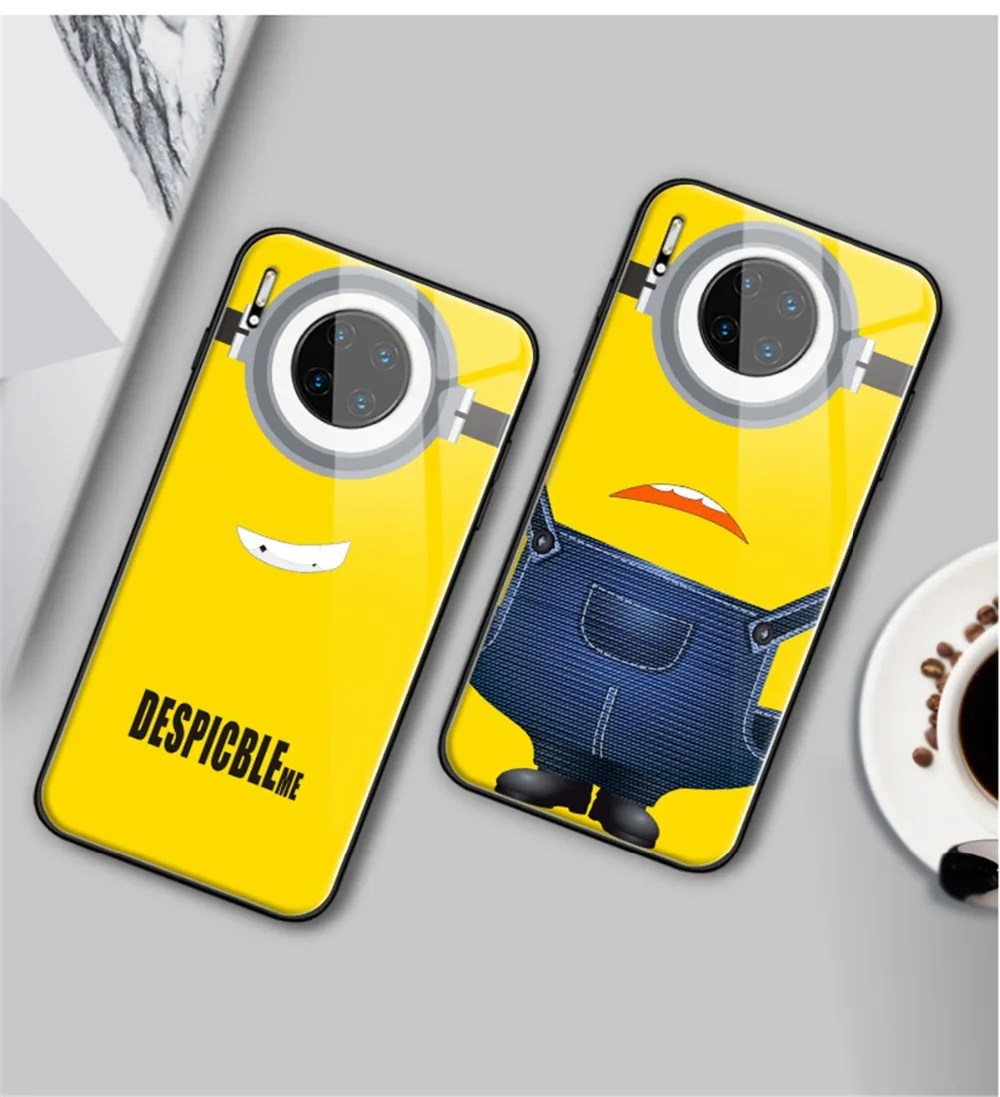 Модный мультяшный 3D чехол для телефона с миньонами для huawei mate 30 Pro Роскошный чехол из закаленного стекла для huawei mate 30 чехол для телефона