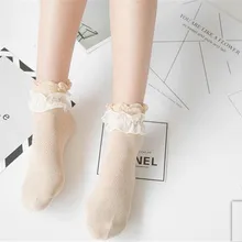 Милые кружевные короткие носки в стиле Лолиты в японском стиле для девушек; Разноцветные хлопковые носки; B422