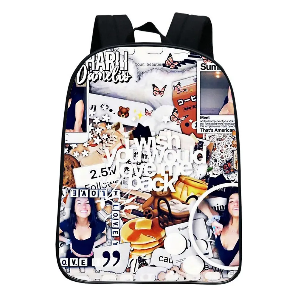 Charli Damelio Backpack Children 3D Cartoon Bag Kindergarten Rucksack Baby Boys Girls Kids 12 Inches Cartoon Knapsack Mochila