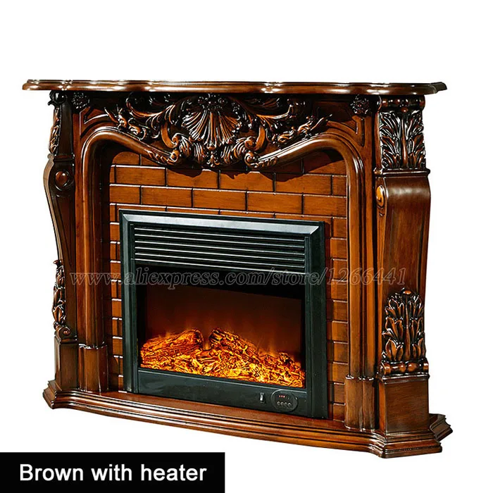 Brown with heater Украшение для гостиной, согревающий камин, деревянная каминная полка W148cm, электрический камин, firebox, светодиодный, оптическое искусственное пламя - Цвет: Brown with heater