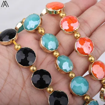 

Approx 10pcs/Strand,Black Color Round Glass Charms Beads Jewelry DIY,Middled Drilled Cut Glass Round Beads Strands CHSJ-05AMAH