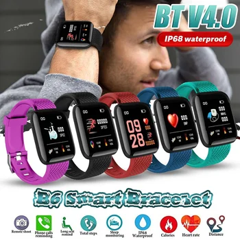

Bakeey B6 1.3inch Heart Rate Monitor Message Push Multi-language bluetooth Smart Watch Android IOS Smartwatches Men Women