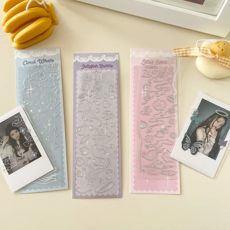 1Pc Ins Style Bronzing Butterfly Jellyfish Laser Sticker Bronzing Creative Handbook DIY Decorative Collage Material Sticker