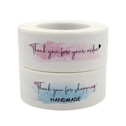 100/250/500PCS Pink Thank You for Your Order Gift Label Sealed Sticker Business Packaging Decorative Stationery Stickers