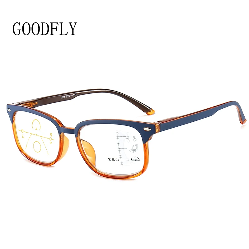2024 Progressive Multifocal Reading Glasses Men Women Anti Blue Light Glasses Vintage Computer Glasses Square Presbyopic Glasses 3