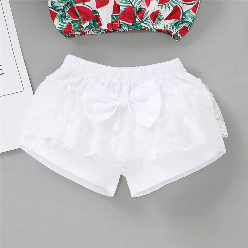 2020 summer new watermelon print baby girl clothes set (1)