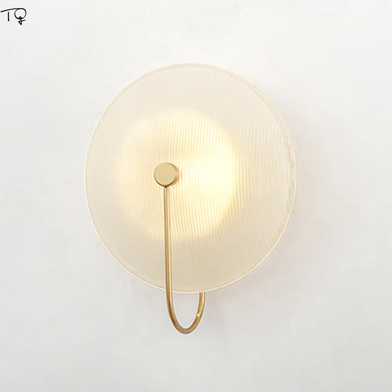 Postmodern Creative Art Designer Stripe Glass Wall Lamp Gold Black Background Led Light Living Room Bedside Bedroom Studio | Лампы и