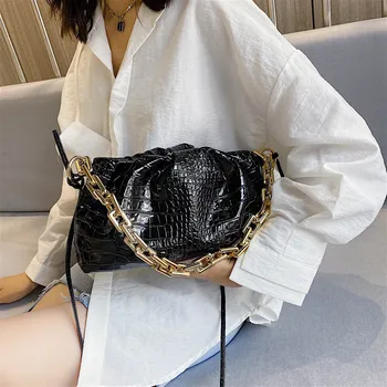 

Fashion Crocodile Pattern Cloud Bag Women Shoulder Bags for Women 2020 Alligator Women's Handbags Luxury Dumpling Cross Body Bag