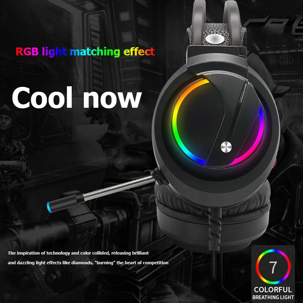 USB Wired Gaming Headphones 7 1 Sound Noise Reduction Earpiece Hanging Ear Gaming Ear phones With Microphone Creative Gift 2020