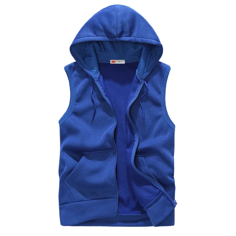 

Brand Vest Men Fashion Solid Sleeveless Hoodies Cardigans Jacket Fashion Spring Causal Zipper Pockets Mens Vest Waistcoat