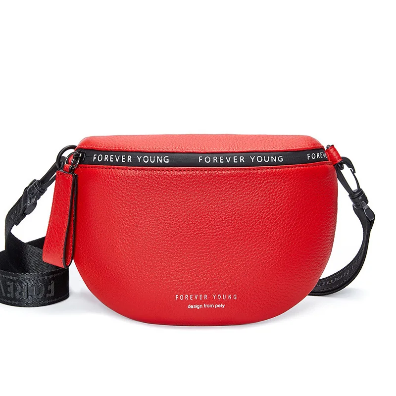 

New Arrival Fashion Pure Color Women Genuine Cow Leather Shell Messenger Shoulder Bag Bust Bag Crossbody Bag Money Phone Travel