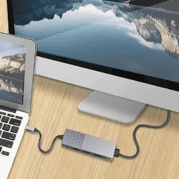 

YC750 Multi 3 USB3.0+HDMI 4K Type-C HUB with TF Memory Card PD Slot Adapter Aluminum Alloy High Gloss Acrylic Shell Dock