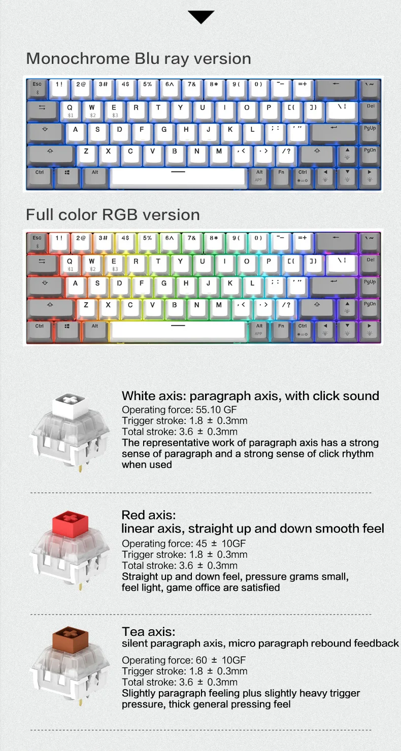 FL·ESPORTS F12 Mechanical Keyboard Kailh BOX Axis 68-key Dual Mode  Wired Bluetooth Hot-Swappable Game Office Dedicated best mechanical keyboard for office