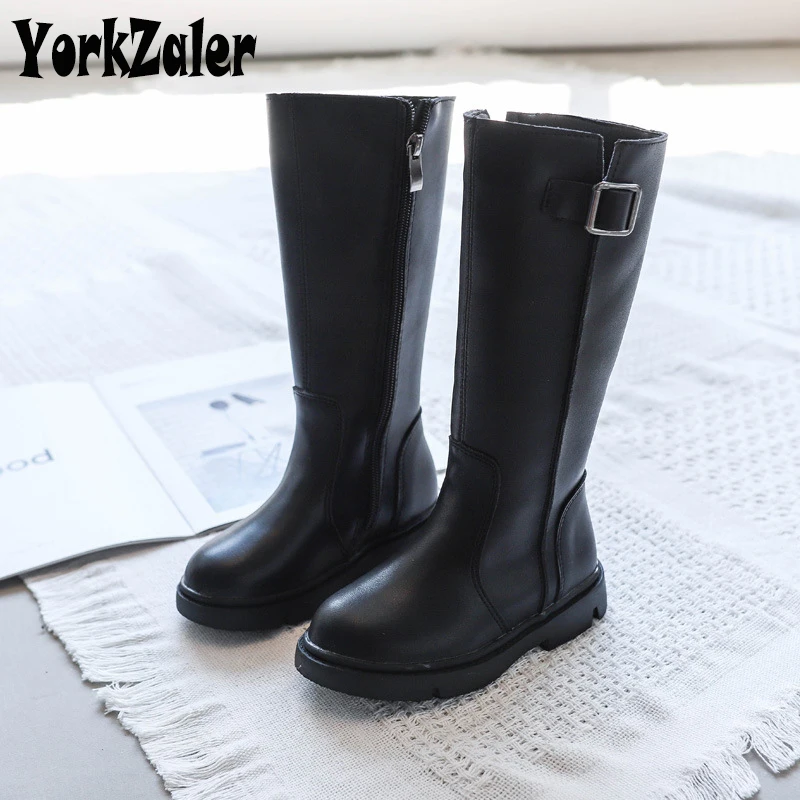 

Yorkzaler Spring Autumn Kids Boots For Girls PU Leather Fashion Children Boots Winter Teenager Snow Boots Casual Shoes 27-35
