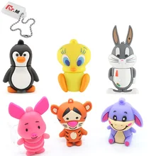 Милые Мультяшные USB флеш-накопители, 32 ГБ, животные, свинья, кролик, флешка, 64 ГБ, реальная емкость, 4 ГБ, 8 ГБ, 16 ГБ, карта памяти, I флэш-диск, флешка