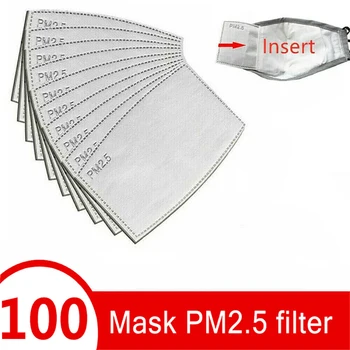 

Face Mask Filter 100PCS 5 Layers PM2.5 Paper Activated Carbon Mаска Adult Child Haze Mouth Mask Dust Air Face Mask Filter Masks