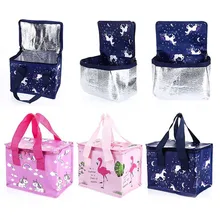 Водонепроницаемая удобная сумка с милым фламинго для детей, детские сумки для обедов с единорогом, изолированные крутые сумки для пикника, школьные Ланчбокс