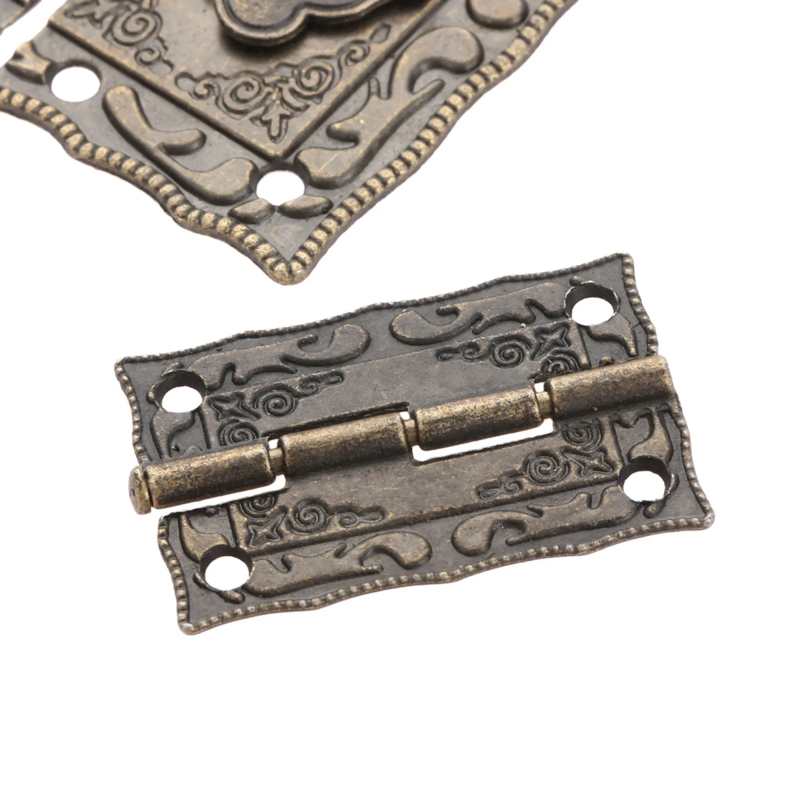 Description Picture 4 of item3pcs/set Antique Bronze Jewelry Wooden Box Latch Hasp Clasp Lock With Suitcase Cabinet Hinge W/Screw Vintage Furniture Hardware