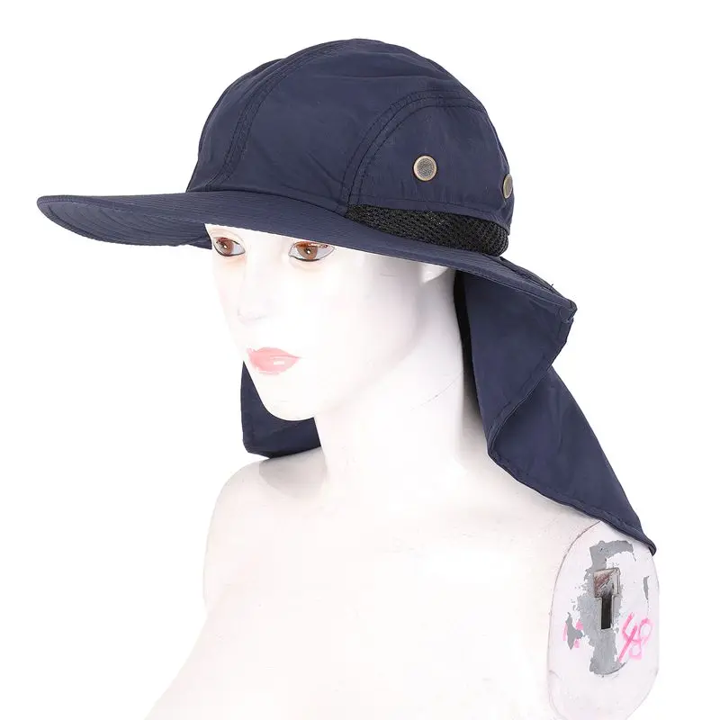 Открытый Рыбалка Пешие прогулки Boonie Snap Hat козырек уха шеи крышка Солнцезащитный щиток Крышка синий цвет