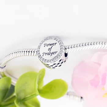 

2021 New Arrivals 925 Sterling Silver Round Engrave Power of Prayer Charms Beads Fit Original Bracelets Necklace Jewelry Making