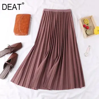 

[DEAT] 2020 Women's Autumn Fashion Trend New Pattern Solid Color Pendulum Mid Elastic Waist Japan Style Pleated Skirt AI520