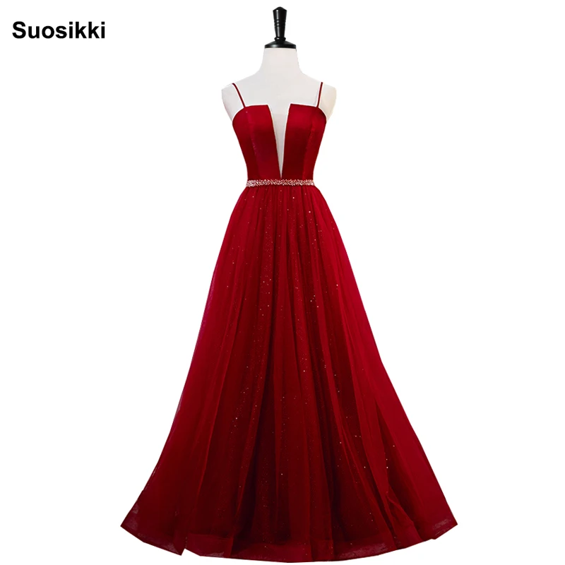 

Prom Dresses Satin 2019 Sexy V-neck beading Long Formal Party Gowns Cheap Prom Long Elegant