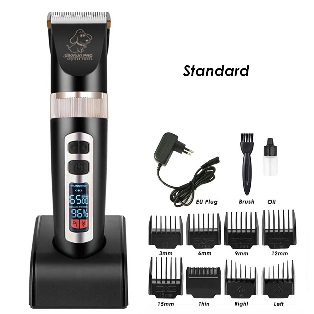 BaoRun P9 Dog Clipper Professional LCD Display Pet Cat Clippers Rechargeable Haircut Machine
