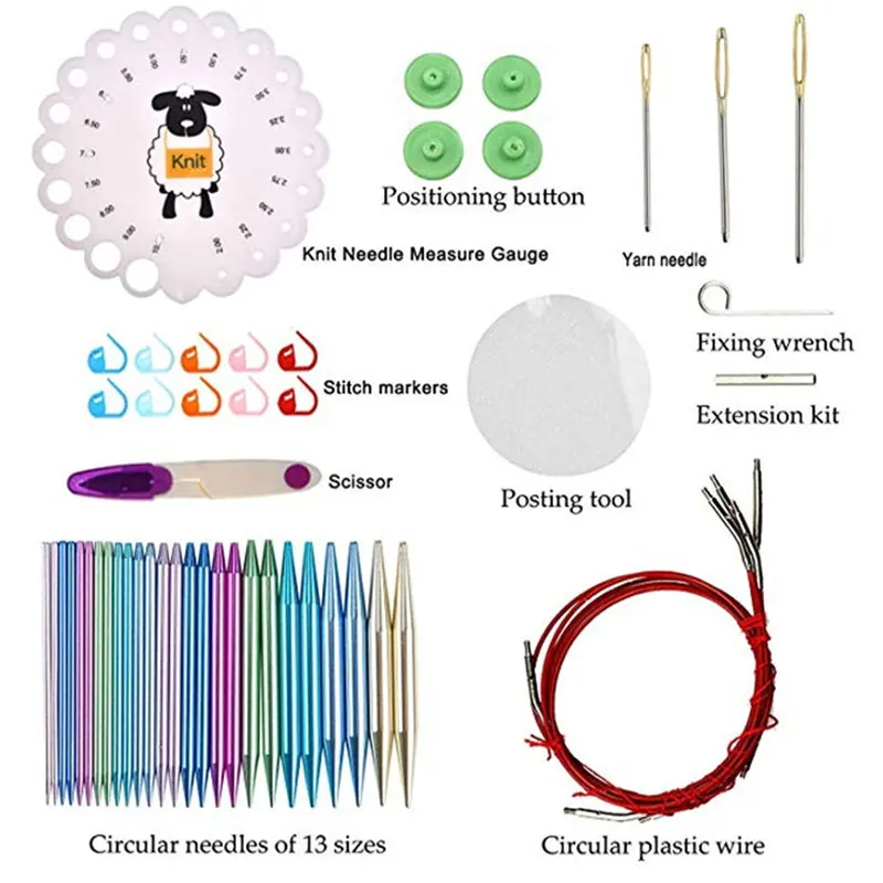 Алюминиевый круговой вязальный набор иголок Сменный Набор иголок для ручной вязки свитер Швейные аксессуары с чехлом