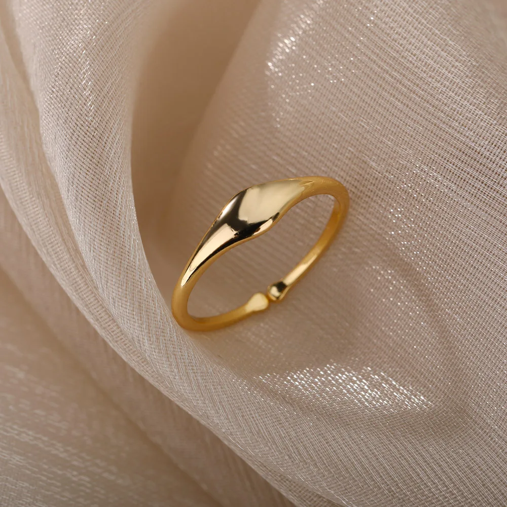 Geometrische Unregelmäßige Ringe Für Frauen Minimalistischen Edelstahl Gold Ring Vintage Hochzeit Paar Jewerly Weihnachten Geschenk Bijoux