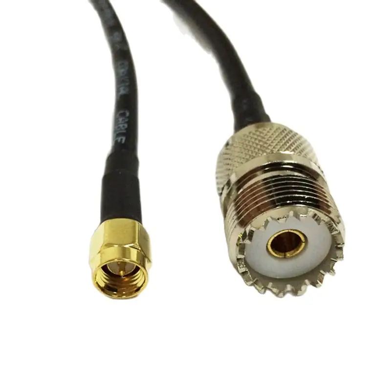 RF Kabel Adapter UHF Weibliche SO239 zu SMA Stecker Gerade Zopf RG58 50CM/100CM – Detail 1