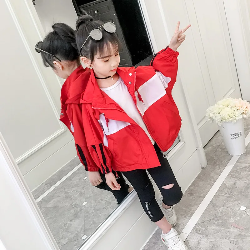

CHILDREN'S Jacket 2019 Spring New Style Versatile Girls Printed Letter Mixed Colors Coat Big Boy Fashion-Style Hooded Jacket