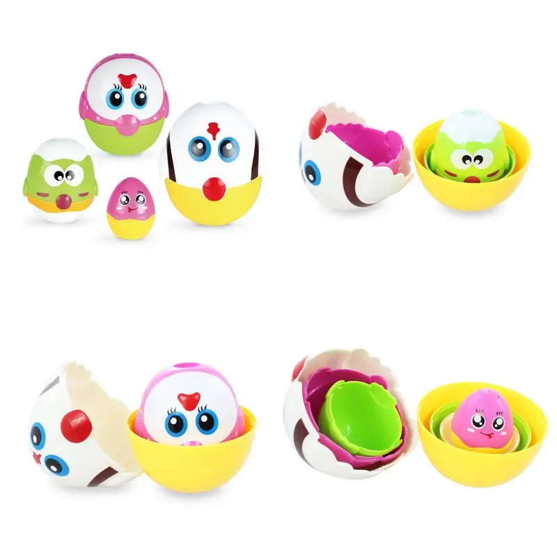 Развивающие игрушки яйцо матрешки для малышей, Дошкольное обучение укладки Игрушки для маленьких девочек и мальчиков Q6PD