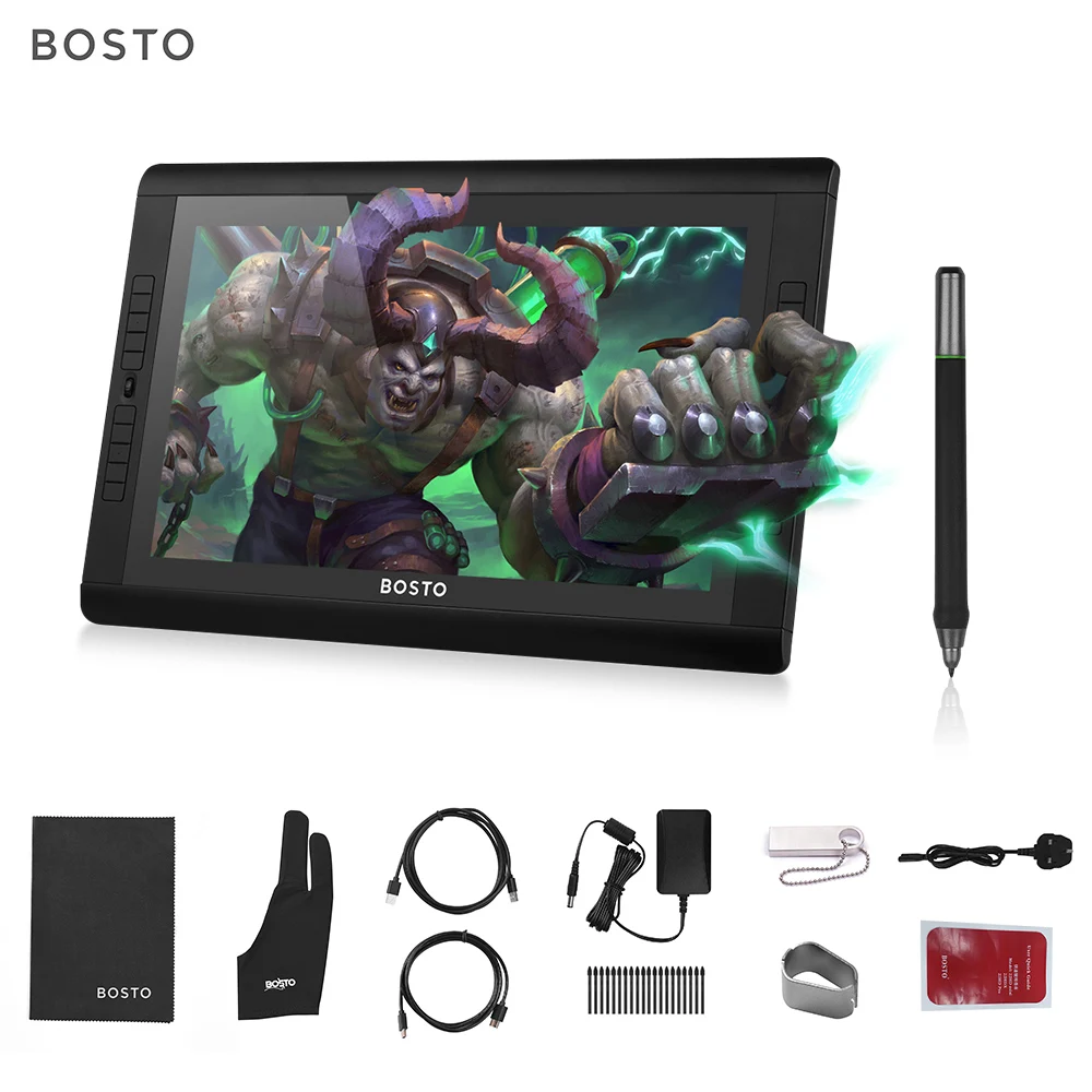 Графический планшет BOSTO 22HDX 21 5 дюйма IPS дисплей разрешение 1920*1080 16 ГБ U