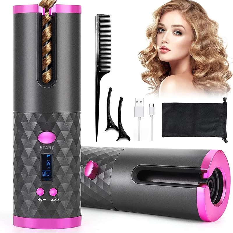 Cordless Automatic Hair Curler Curling Iron LCD Screen Rotating Waver Magic Wand Irons Styling Tools | Красота и здоровье