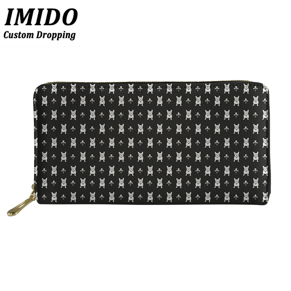

IMIDO 2019 Cute Dogs Black and White Waterproof Wallets For Teenager Girls Long Multifunction Coin Purse Card Money Bags Portfel